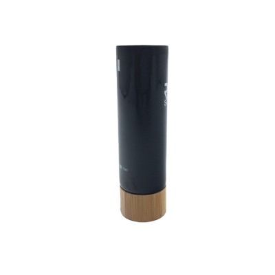 empty 15ml PE soft cream cosmetic tube with bamboo cap