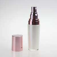 Cosmetic packaging airless acrylic lotion bottle 50ml with UV Pink cap design