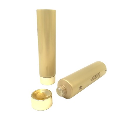 Empty gold plastic tube with screw lids face wash cream soft tubes packaging for cosmetics